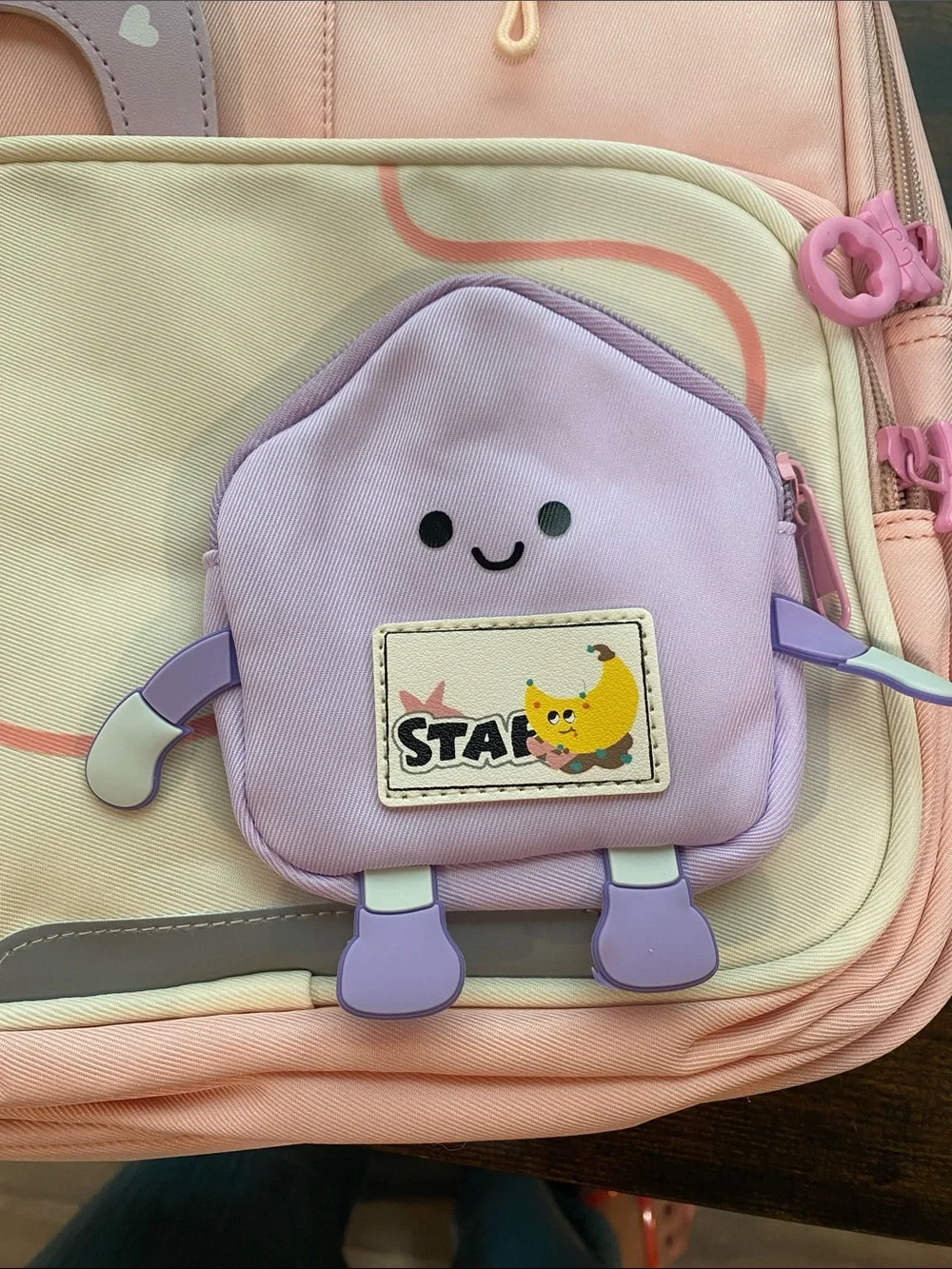 Pink Kids Backpack with Cute Purple Character Front Pocket New in package